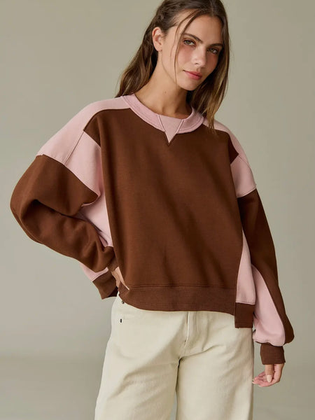 Go Glen Cocoa Sweatshirt in Brown & Pink