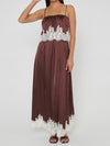 Emmylou Maxi Dress in Chocolate Satin Lace