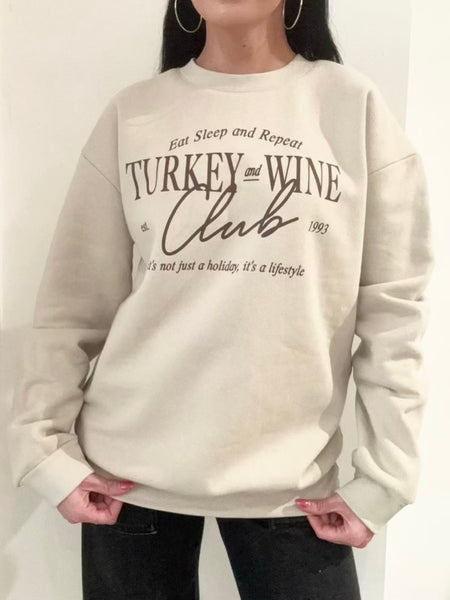 Turkey & Wine Club Sweatshirt in Bone