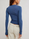 So Soft Seamless Modal Cable Long Sleeve in Vintage Indigo
