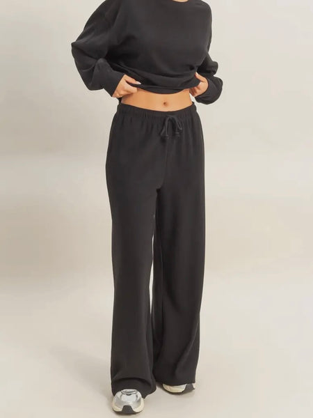 Rib, Laugh, Love Pants in Black