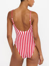 Bells Beach One Piece in Red Stripe Contour Scrunch