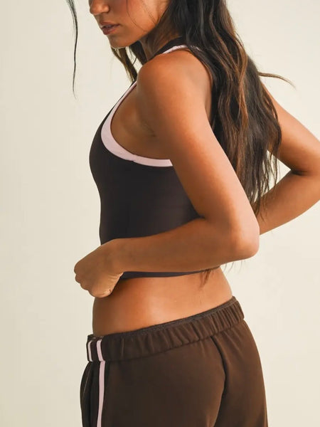 On The Double Layered Tank in Dark Chocolate