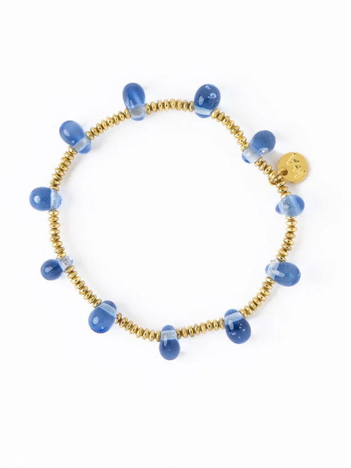 Hope Stretch Bracelet in Blue Glass