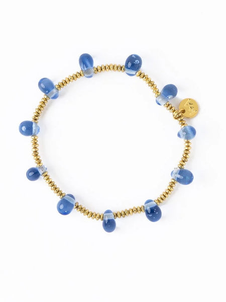 Hope Stretch Bracelet in Blue Glass