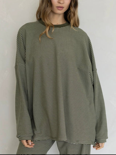 Levi Top in Olive Stripe
