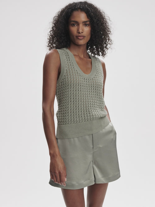 Ferns Open Knit Tank in Shadow