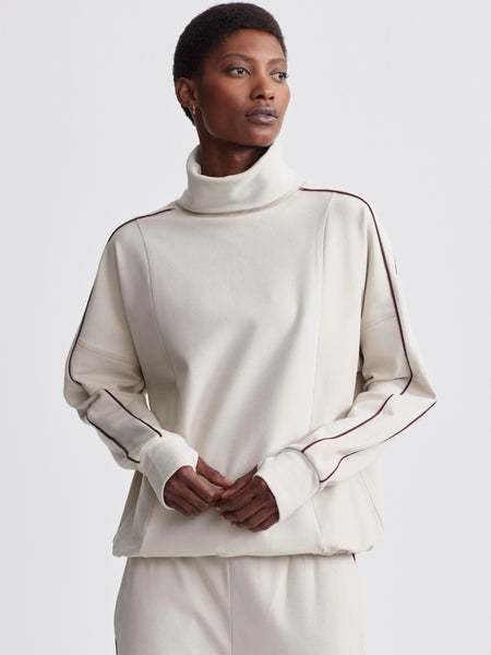 Ariana High Neck Midlayer in Cement Marl/Chocolate