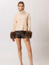 Hadley Faux Fur Sweater in Taupe