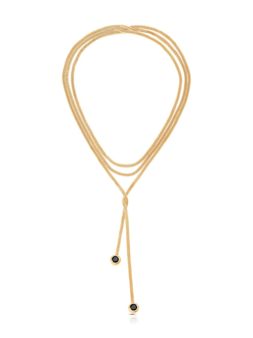 Forever Tied Lariat Necklace in Black Crystal