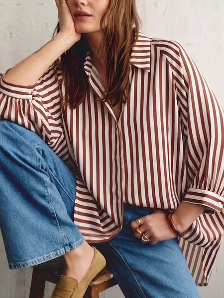 Stripe Season Blouse in Brown