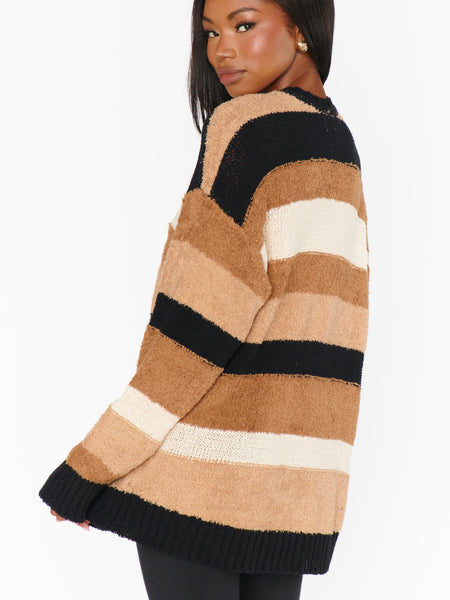 Timothy Tunic Sweater in Neutral Multi Stripe Knit