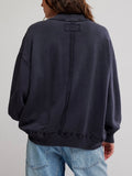 Palm Springs Turtle Graphic Sweatshirt in Washed Black Combo