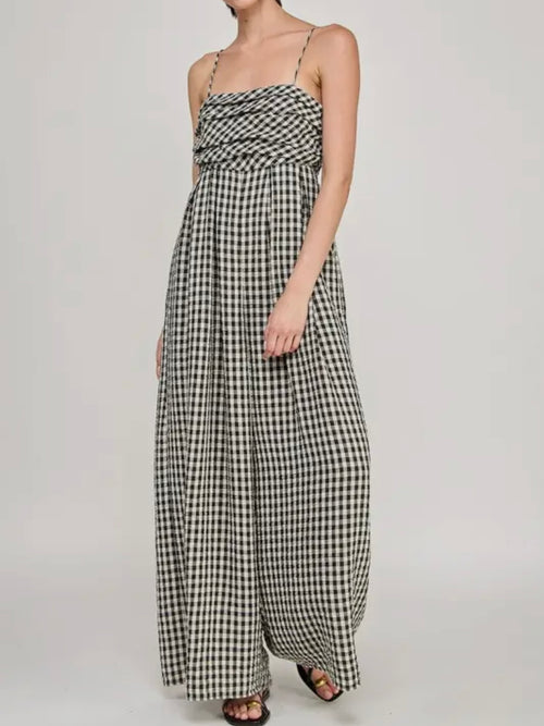 Going Gingham Jumpsuit in Black