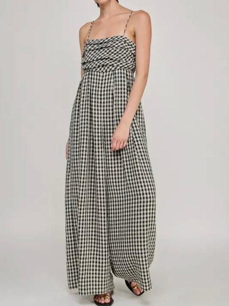 Going Gingham Jumpsuit in Black