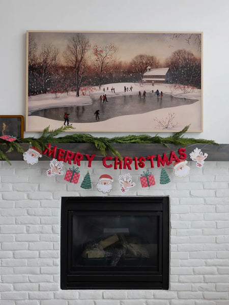 Velvet Merry Christmas Banner in Red