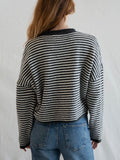 Piper Cardigan in Charcoal Stripe
