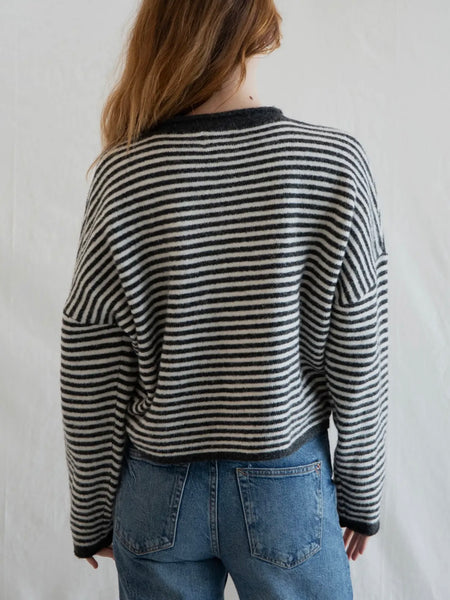 Piper Cardigan in Charcoal Stripe