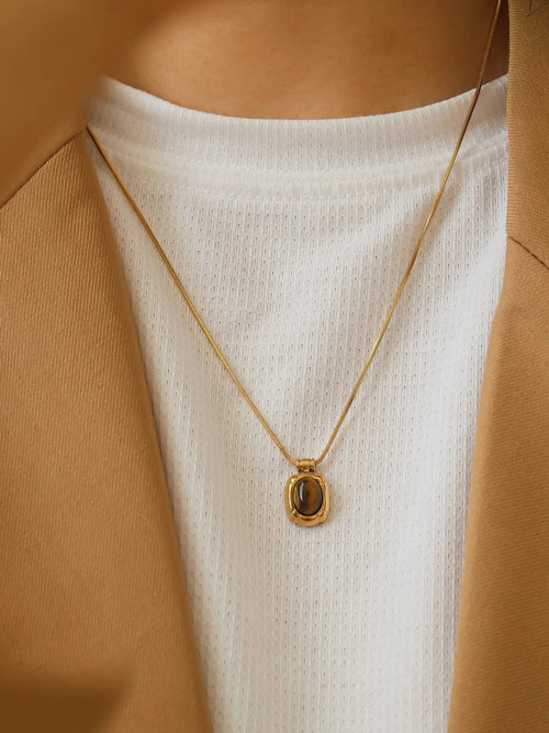 Dax Natural Stone Necklace in Brown