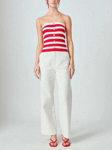 Hey Sailor Stripe Tube Top in Red