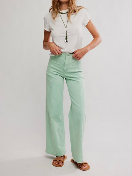 Libre Wide Leg Jean in Cameo Green