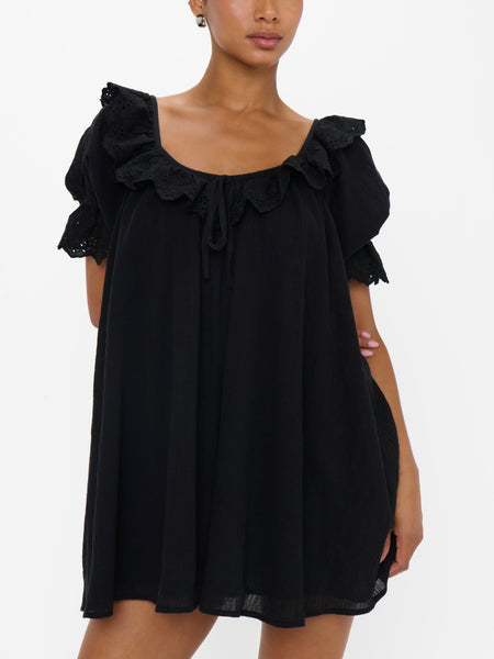 Toulouse Dress in Black Voile