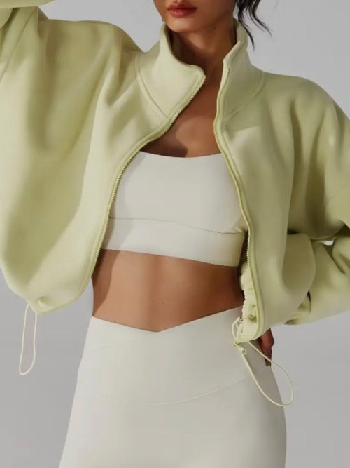 Put It In Reverse Cropped Jacket in Lime