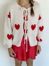 Sealed with Love Cardi in Beige & Red