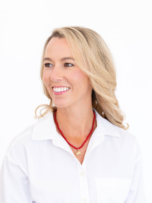 Alys Wild Boar Necklace in Red Coral