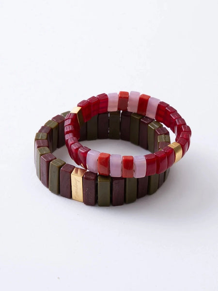 Glass Bracelet Set in Guava