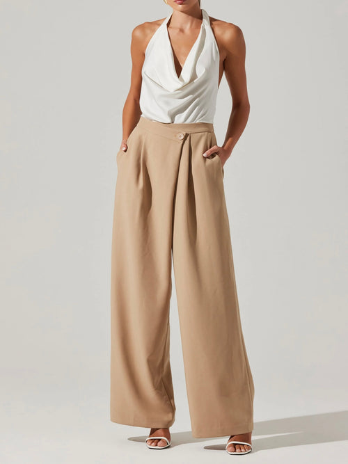 Aryn Jumpsuit in Khaki & White