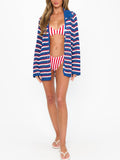 Button Up Cover Up in Montauk Stripe Crochet