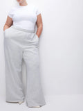 Crystal Allover Wide Leg in Heather Grey