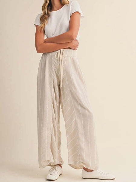 Seal The Deal Stripe Pants in Taupe