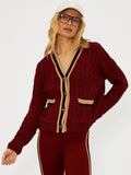 Gene Cardigan in Maroon Merlot Colorblock