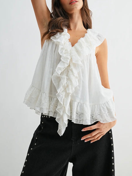 Storybook Embroidered Tank in Natural