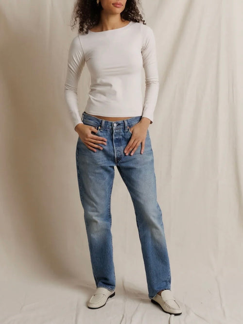 Silva Long Sleeve Tee in Whitecap Grey