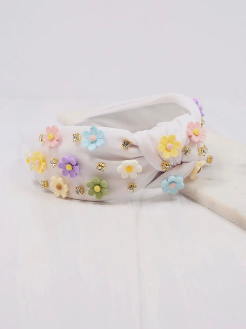 Burdett Flower Headband in White