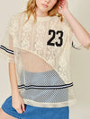 Team Player Crochet Lace Top in Natural