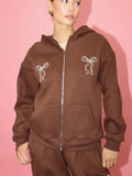 Pretty Little Thing Zip Up in Chocolate