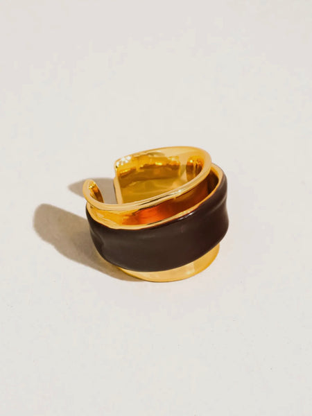 Josiah Enamel Band Ring in Brown