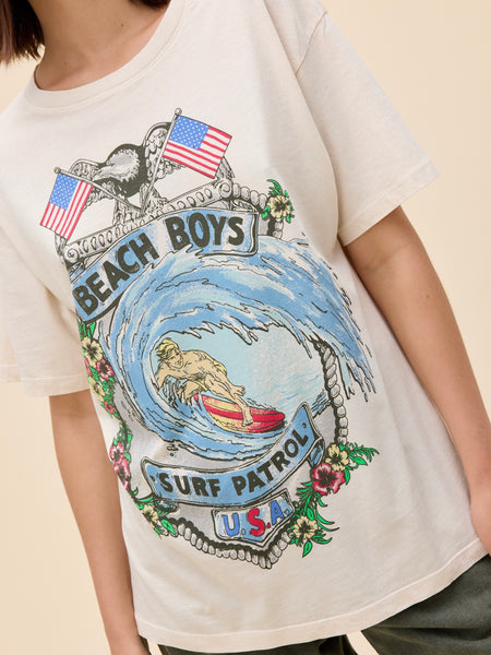 Beach Boys Surf Patrol Boyfriend Tee in Dirty White