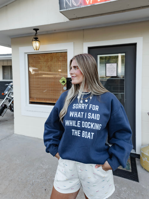 Docking The Boat Sweatshirt in Blue