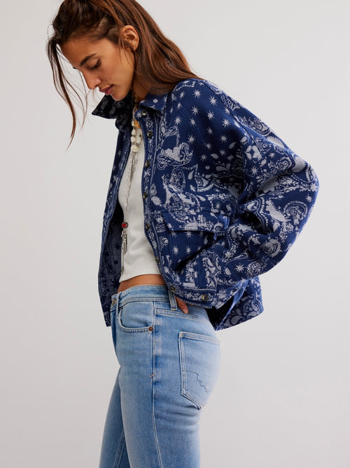 Bandana Jacquard Shirt in Indigo Combo