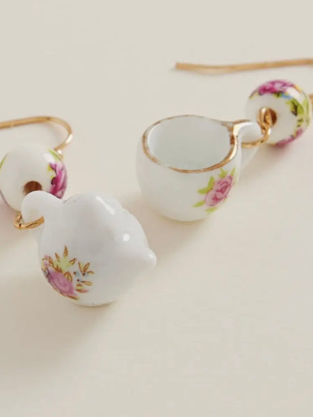 Teapot Earrings in Pink