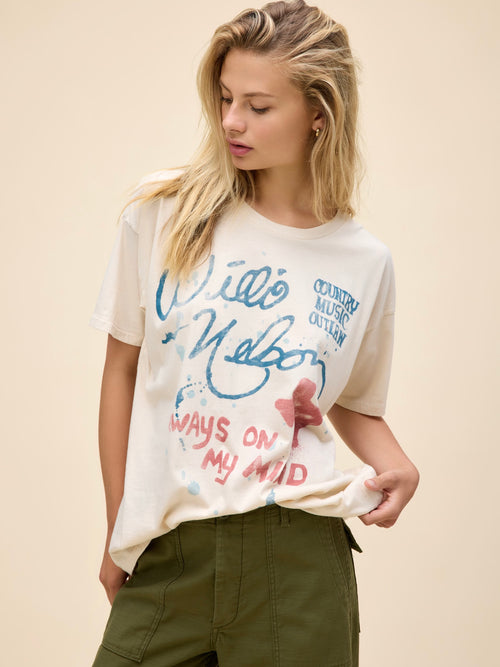 Willie Nelson Always On My Mind Merch Tee in Dirty White