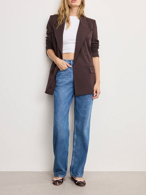 Essential Suiting Oversized Double Breasted Blazer in Dark Chocolate