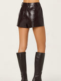 Wynn Faux Leather Short in Dark Brown
