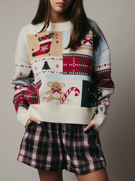 Holiday Whobie Whatty Sweater in Cream