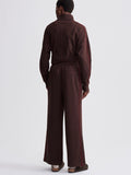 Brushed Rib Wide Leg Pant 28 in Red Chocolate Marl